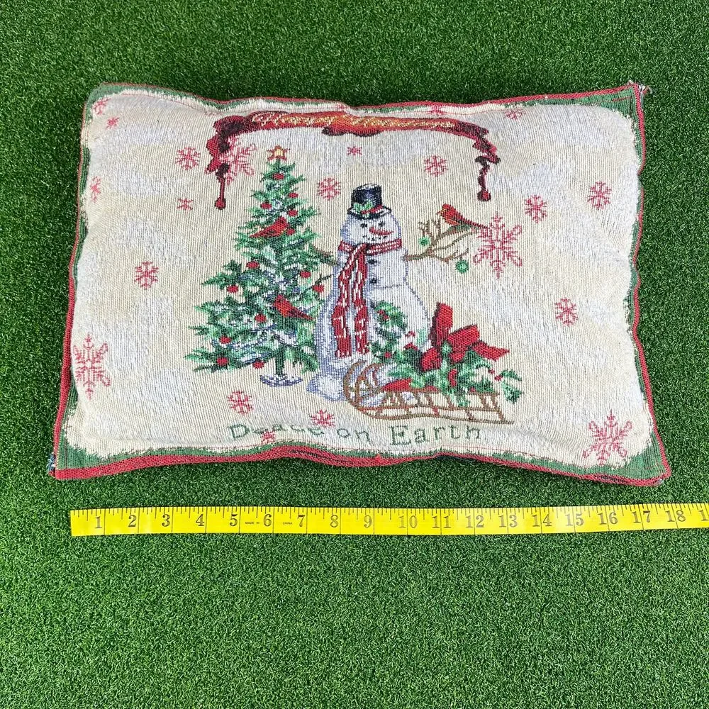 Lot of 3 Christmas Tapestry Needlepoint Santa Holiday Throw Pillows Vintage